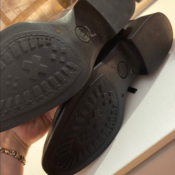 Aquatalia Shoes Black Leather Pull On Zip Knee High Boots - Picture 6 of 13